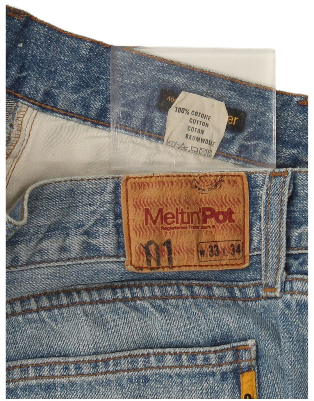 MELTIN' POT Mens Bootcut Jeans W33 L34 Blue Cotton