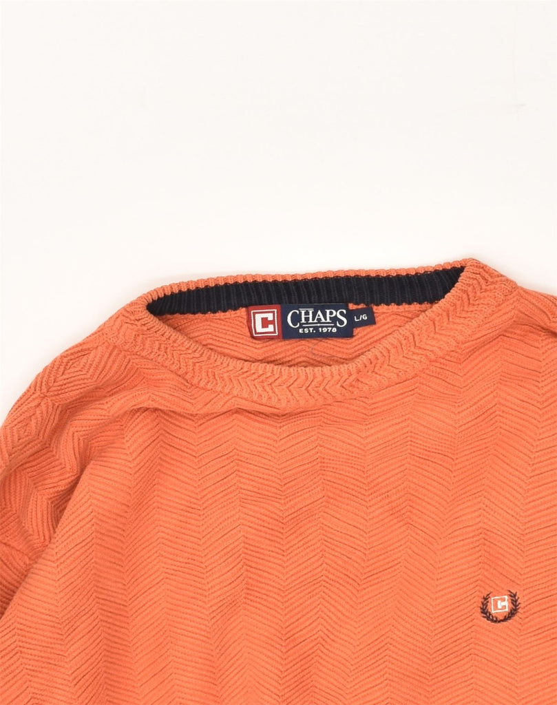 CHAPS Mens Crew Neck Jumper Sweater Large Orange Cotton | Vintage Chaps | Thrift | Second-Hand Chaps | Used Clothing | Messina Hembry 