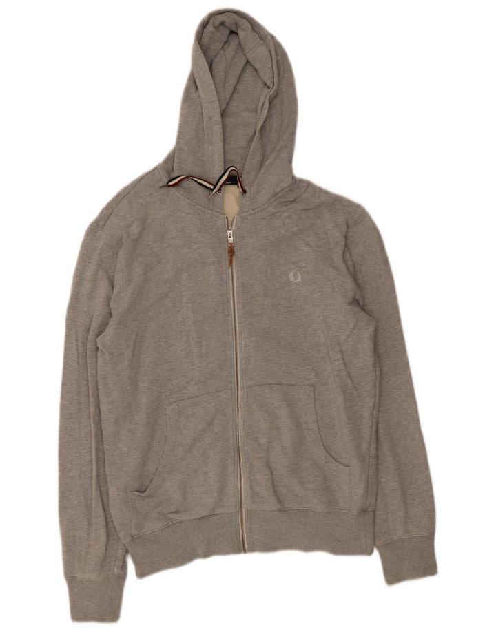 Fred Perry Mens Zip Hoodie Sweater Large Grey Cotton