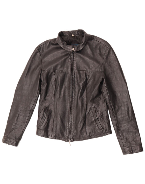 Vintage Womens Leather Jacket UK 12 Medium Black Leather