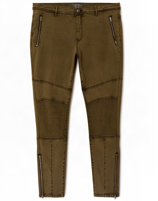 Superdry Womens Slim Chino Trousers XL W36 L26 Khaki Viscose