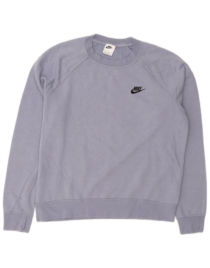 NIKE Womens Sweatshirt Jumper UK 14 Medium Blue Cotton