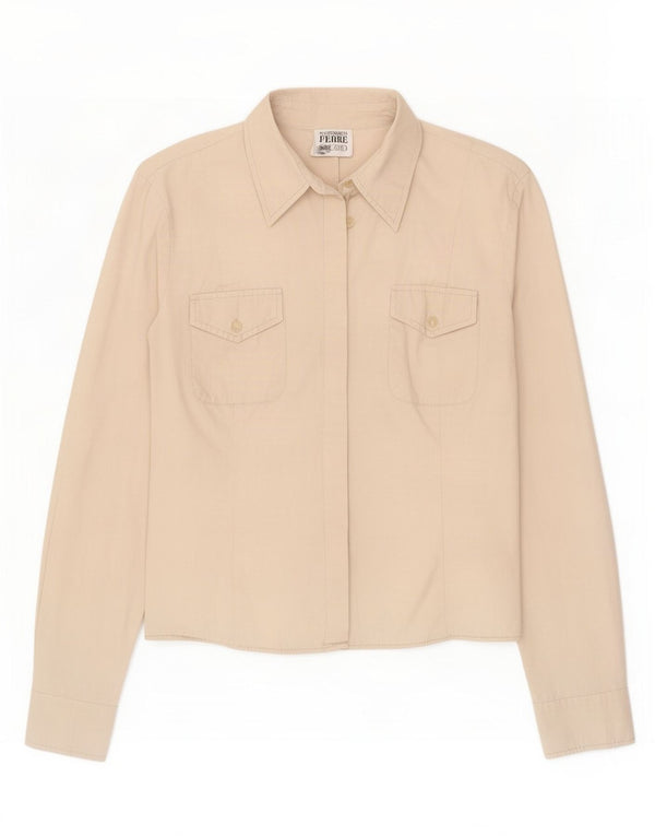 Gianfranco Ferre Womens Shirt UK 10 Small Beige Cotton