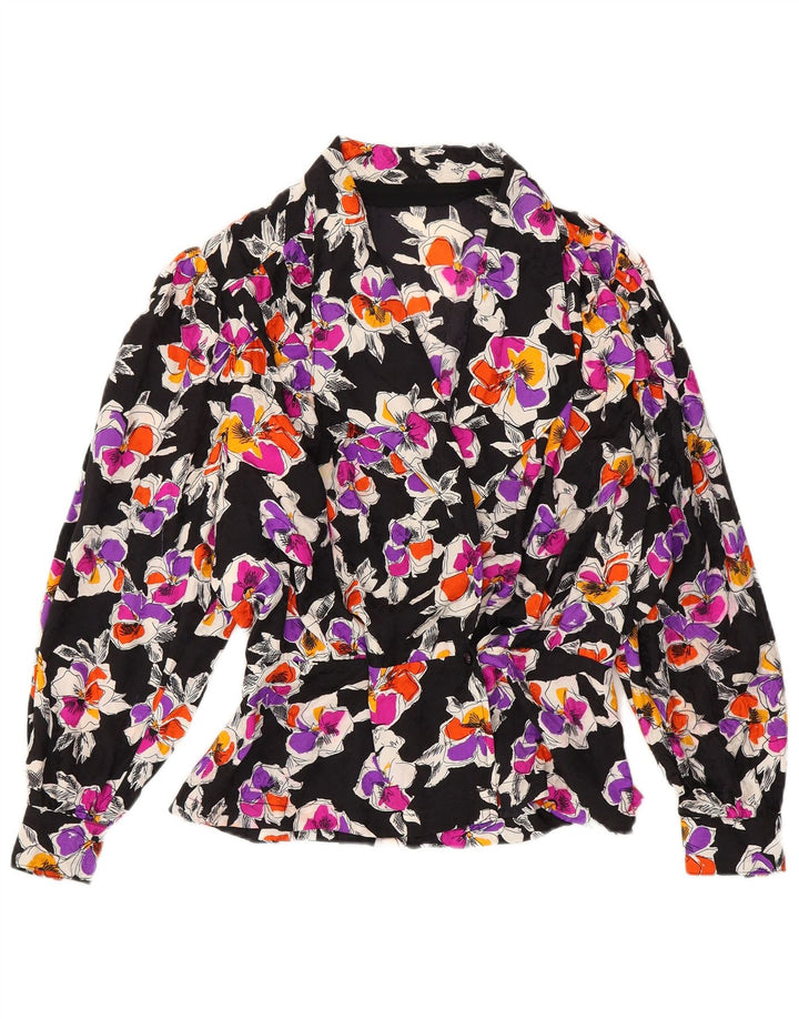 Vintage Womens Shirt Blouse UK 12 Medium Multicoloured Floral