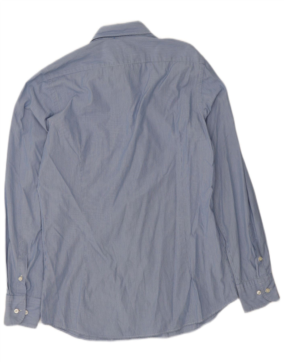 Massimo Dutti Mens Slim Fit Shirt Small Blue Pinstripe Cotton