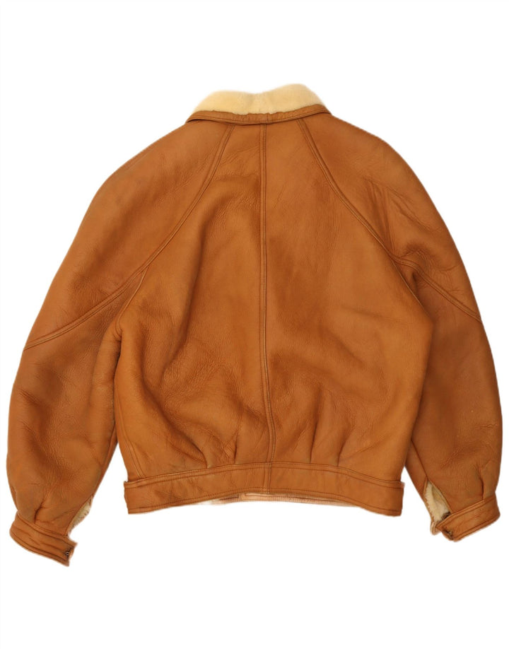 Vintage Mens Shearling Jacket IT 50 Large Brown Shearling
