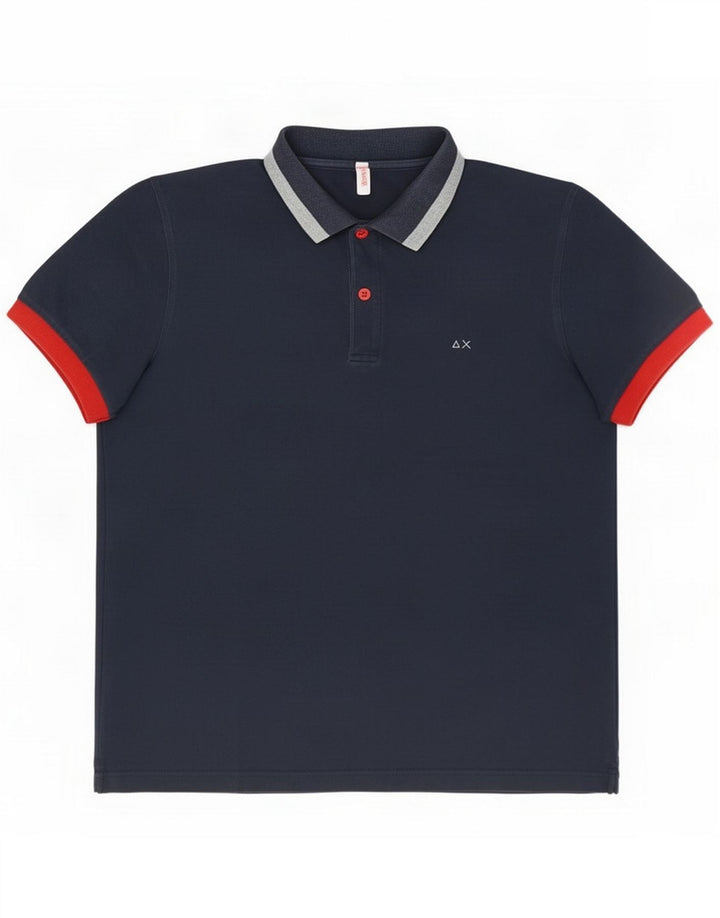 Sun68 Mens Polo Shirt Medium Navy Blue Colourblock