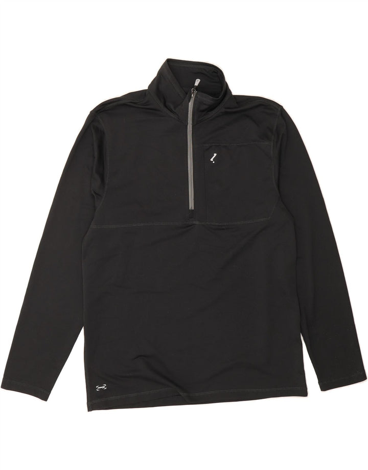 IZOD Mens Zip Neck Pullover Tracksuit Top Medium Black Polyester Vintage Izod and Second-Hand Izod from Messina Hembry 