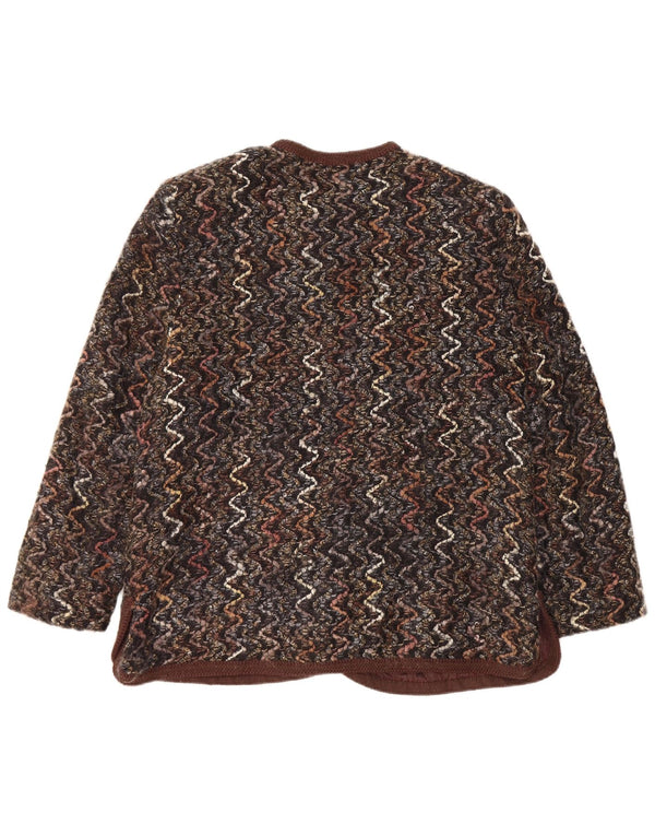 Maglificio Womens 5 Button Blazer Jacket UK 16 Large Brown Chevron Wool