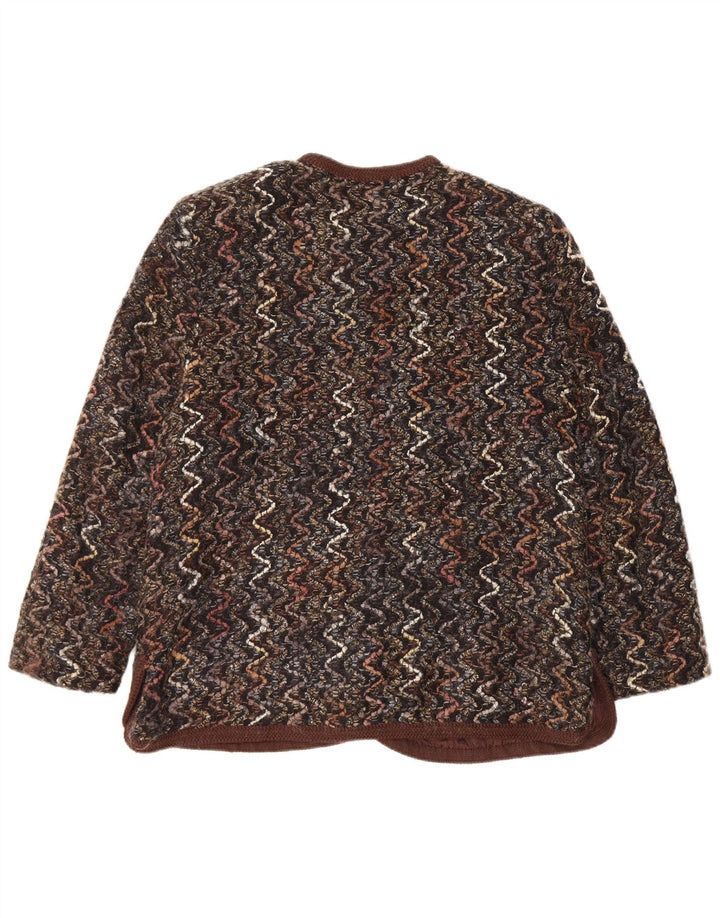 Maglificio Womens 5 Button Blazer Jacket UK 16 Large Brown Chevron Wool