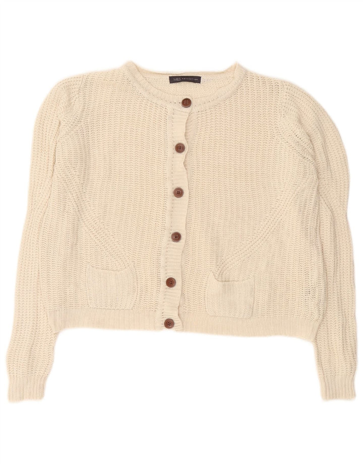 Marks & Spencer Womens Crop Cardigan Sweater UK 10 Small Off White