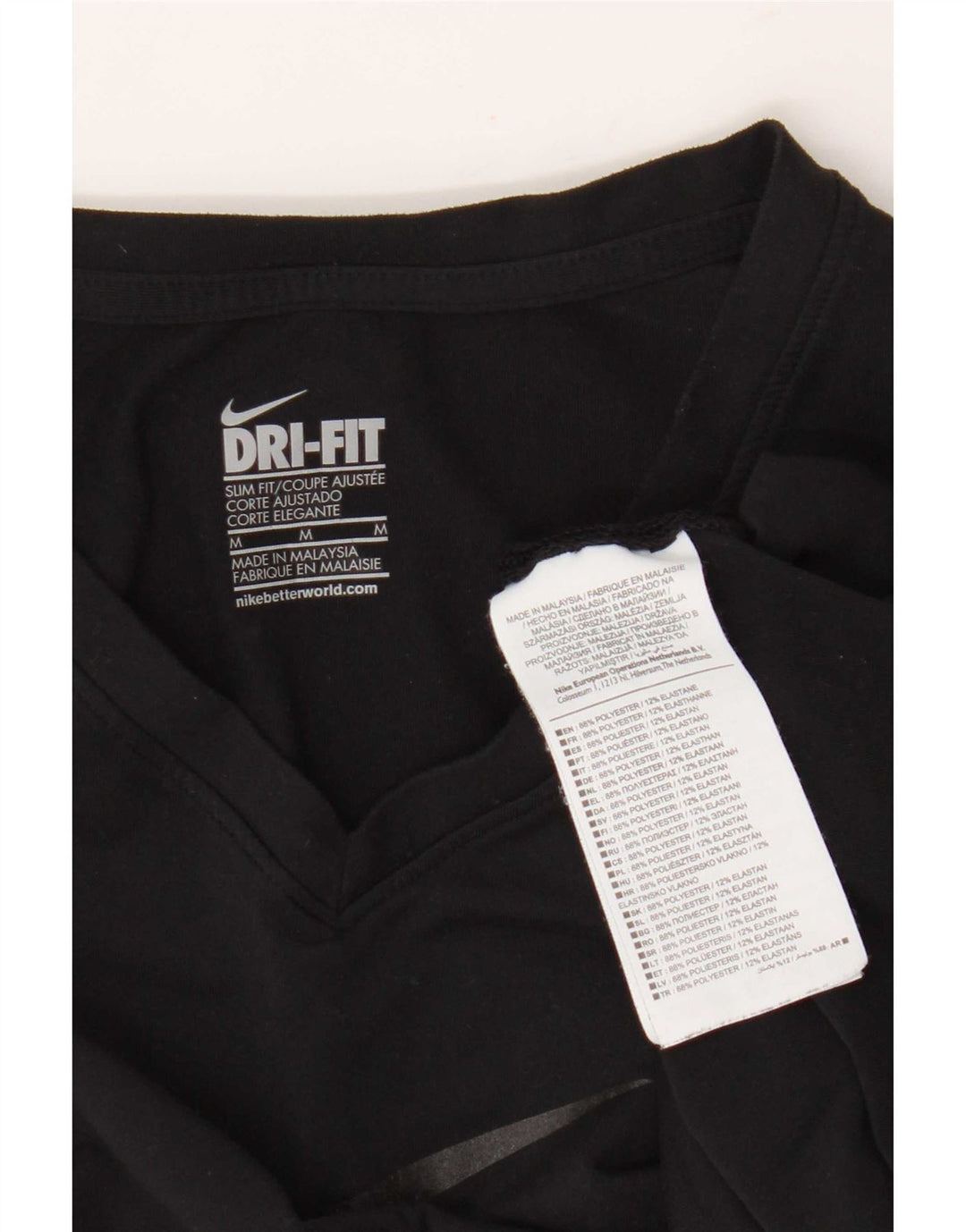 Nike Womens Dri Fit Slim Graphic T-Shirt Top UK 12 Medium Black Polyester