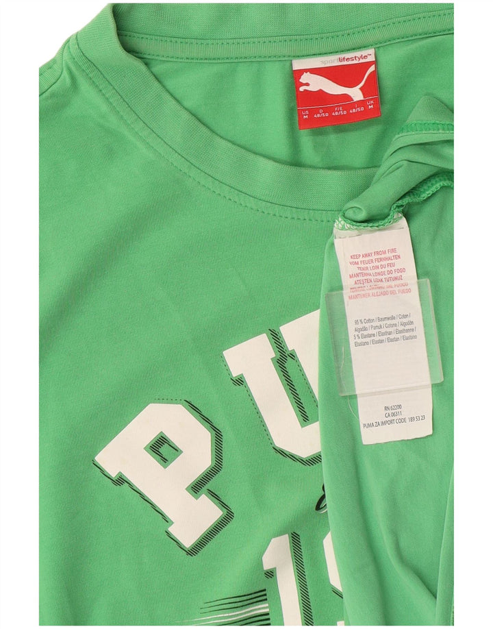 Puma Mens Graphic T-Shirt Top Medium Green Cotton