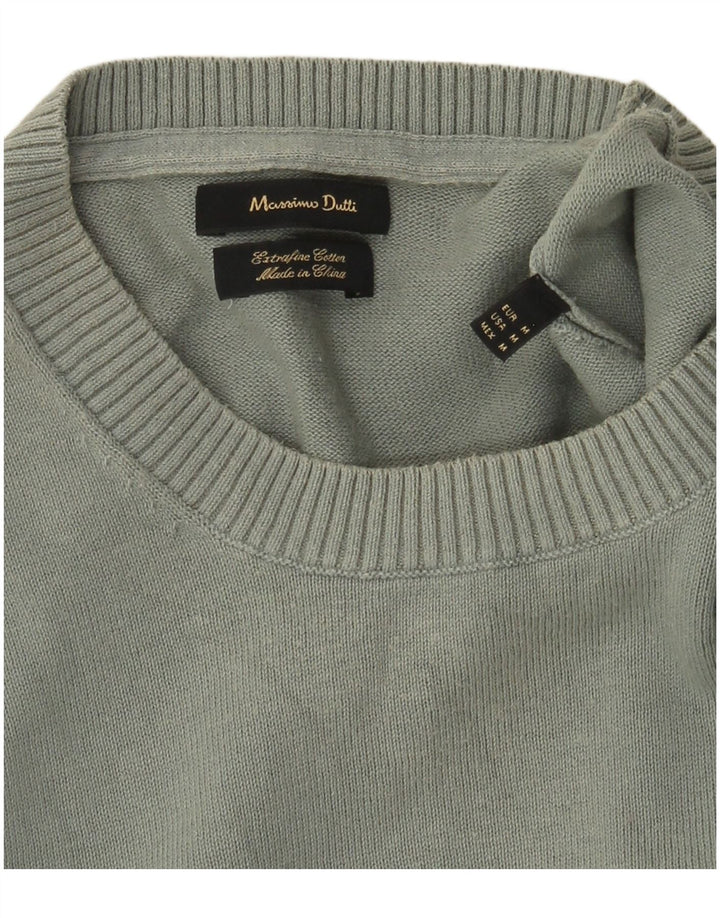 Massimo Dutti Mens Crew Neck Jumper Sweater Medium Green