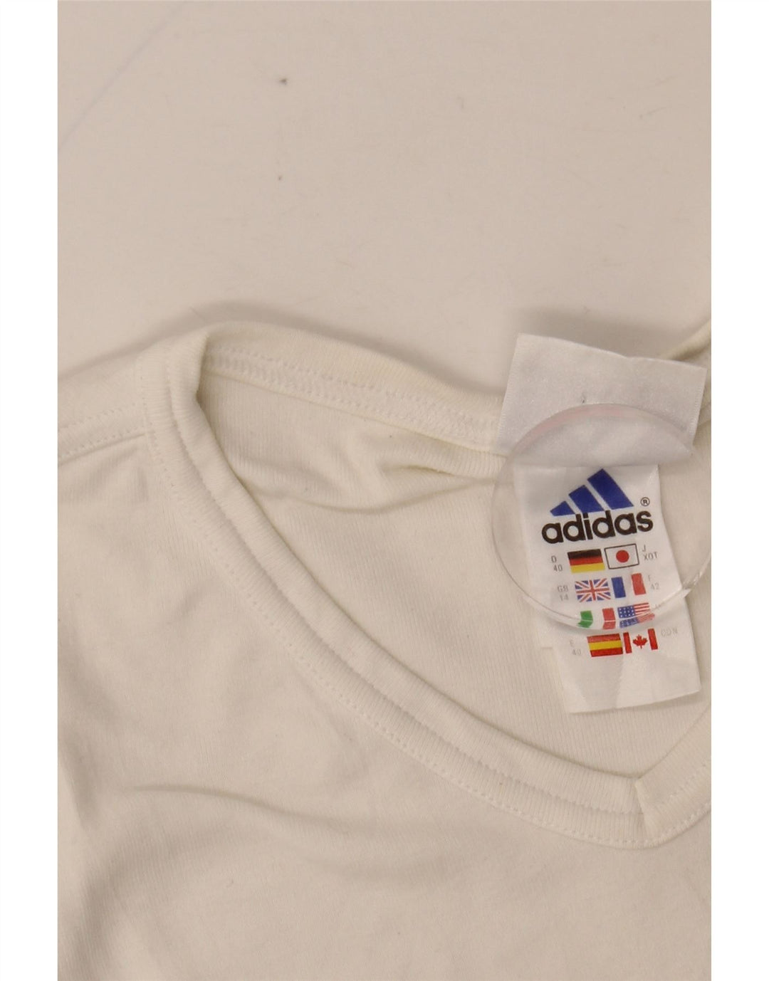 ADIDAS Womens T-Shirt Top UK 14 Medium White Cotton