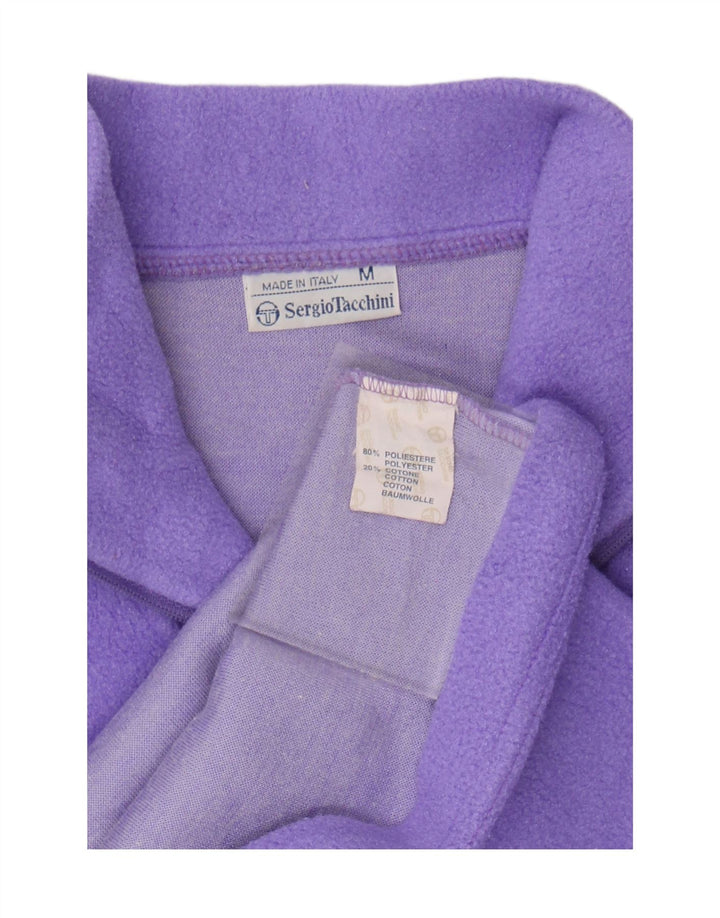 Sergio Tacchini Womens Zip Neck Fleece Jumper UK 14 Medium Purple Polyester