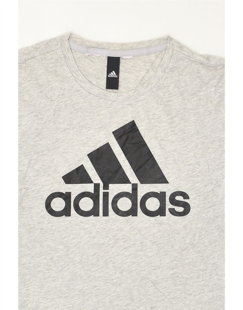 ADIDAS Womens Graphic T-Shirt Top UK 12 Medium Grey | Vintage Adidas | Thrift | Second-Hand Adidas | Used Clothing | Messina Hembry 