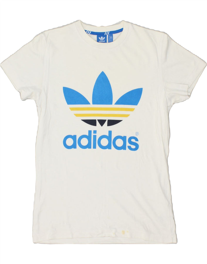 ADIDAS Mens Graphic T-Shirt Top XS White Cotton | Vintage Adidas | Thrift | Second-Hand Adidas | Used Clothing | Messina Hembry 