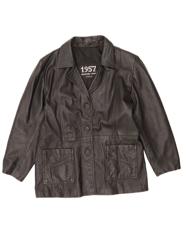 1957 Legendary Womens Leather Jacket UK 14 Medium Black Leather