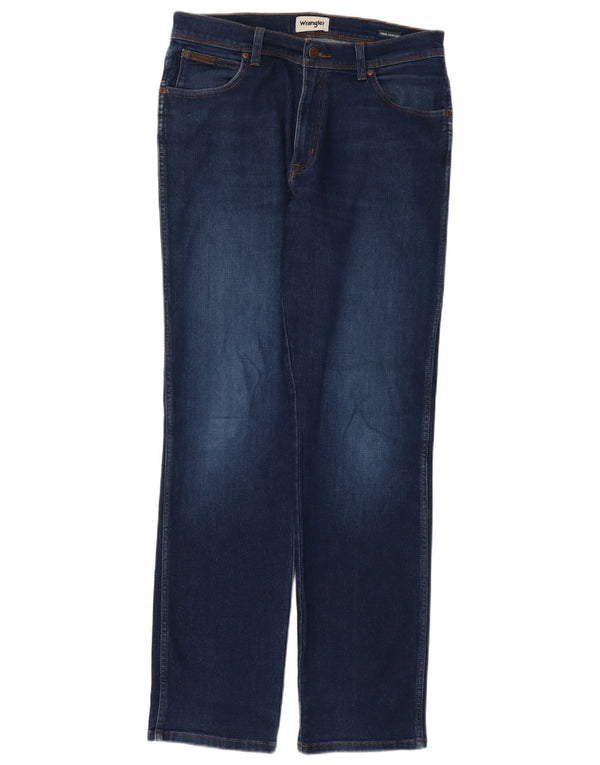 Wrangler Mens Texas Straight Jeans W34 L34 Navy Blue Cotton