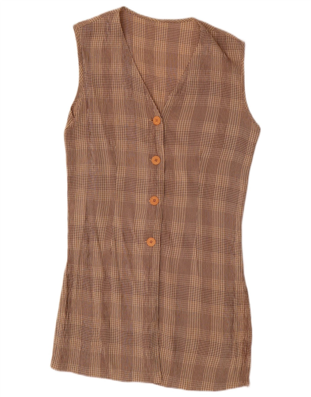 VINTAGE Womens 4 Button 2 Piece Set UK 10 Small W28 Brown Check Acetate
