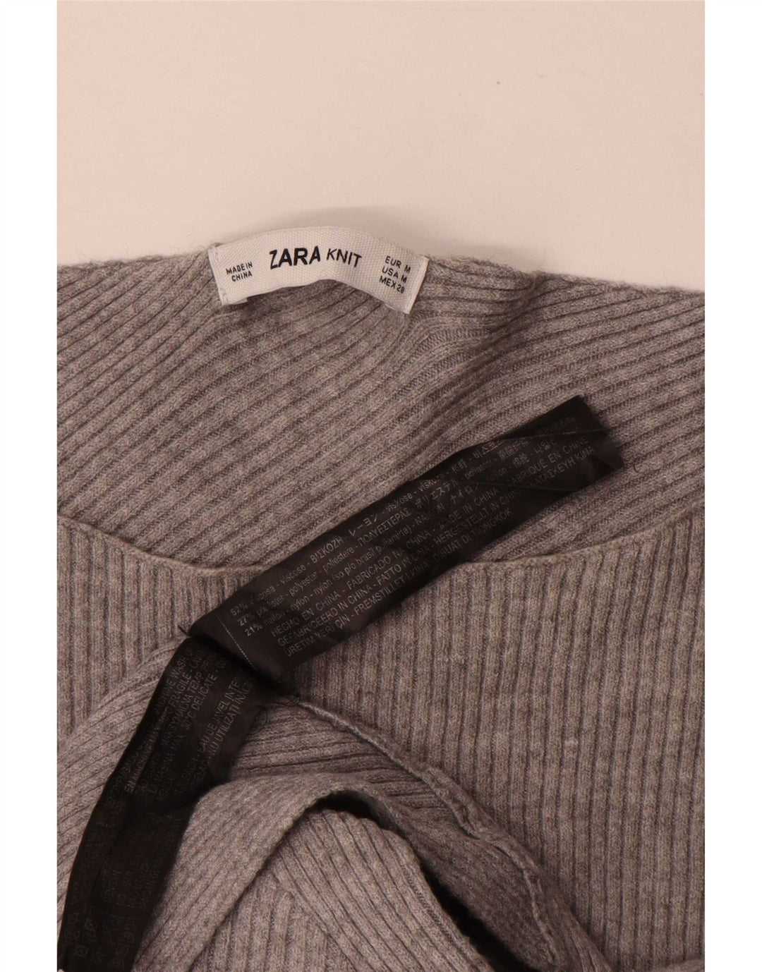 Zara Womens Top Long Sleeve UK 12 Medium Grey Viscose