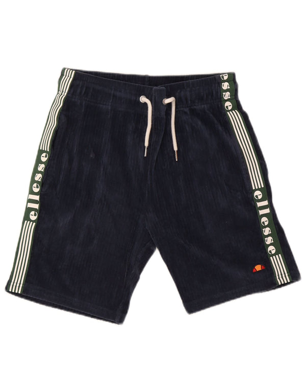Ellesse Mens Graphic Sport Shorts Small Navy Blue Cotton