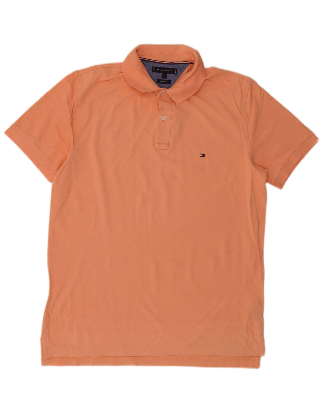 Tommy Hilfiger Mens Regular Fit Polo Shirt Large Orange Cotton