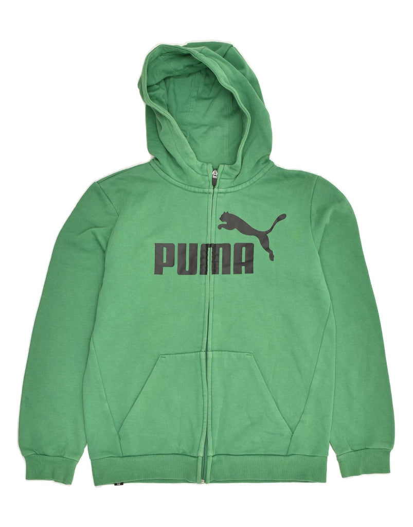 PUMA Boys Graphic Zip Hoodie Sweater 13-14 Years Green Cotton | Vintage Puma | Thrift | Second-Hand Puma | Used Clothing | Messina Hembry 