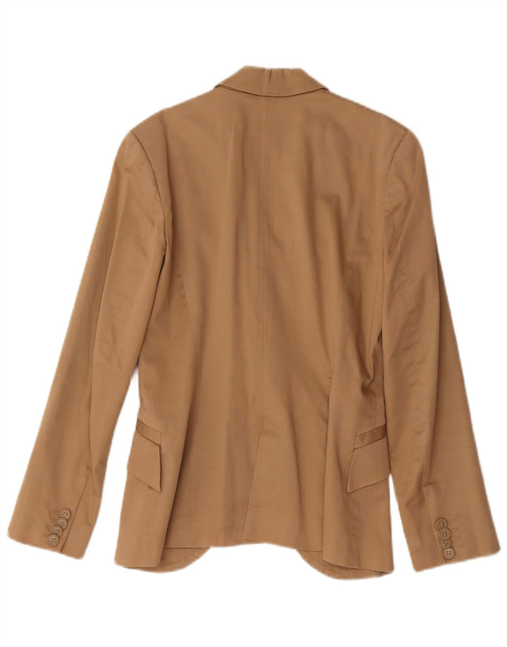 Zara Womens 1 Button Blazer Jacket UK 6 XS Brown Cotton