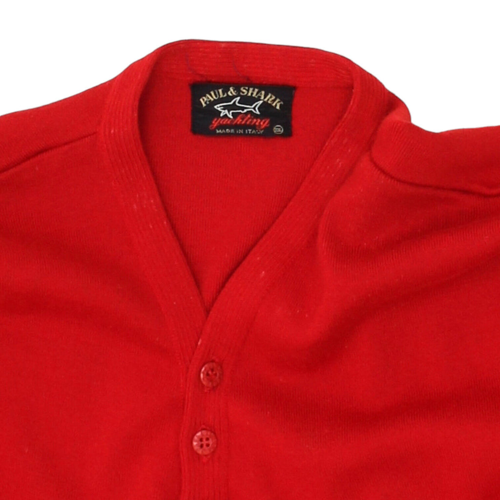 Paul & Shark Mens Red Half Button Knit Jumper | Vintage Designer Sweater VTG | Vintage Messina Hembry | Thrift | Second-Hand Messina Hembry | Used Clothing | Messina Hembry 