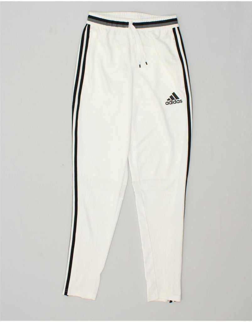 ADIDAS Mens Tracksuit Trousers XS Off White Polyester | Vintage Adidas | Thrift | Second-Hand Adidas | Used Clothing | Messina Hembry 