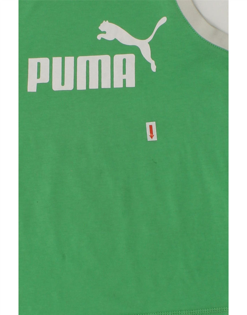 PUMA Boys Graphic Vest Top 7-8 Years Green Cotton | Vintage Puma | Thrift | Second-Hand Puma | Used Clothing | Messina Hembry 