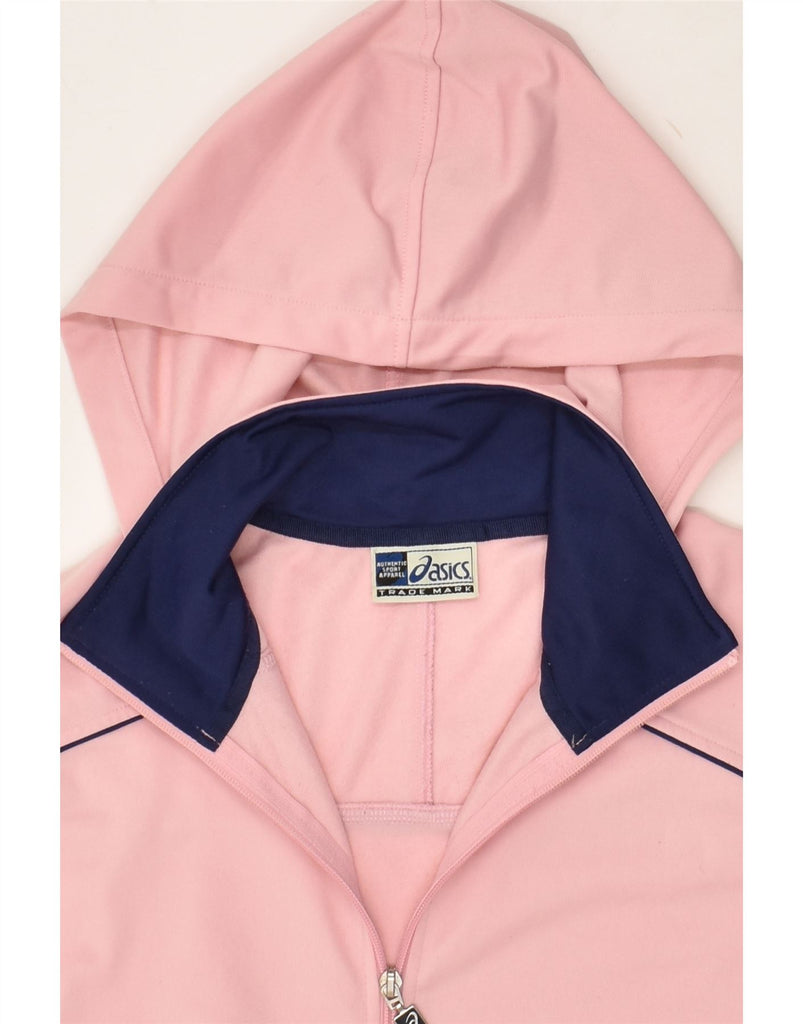 ASICS Womens Hooded Tracksuit Top Jacket UK 18 XL Pink Colourblock | Vintage Asics | Thrift | Second-Hand Asics | Used Clothing | Messina Hembry 