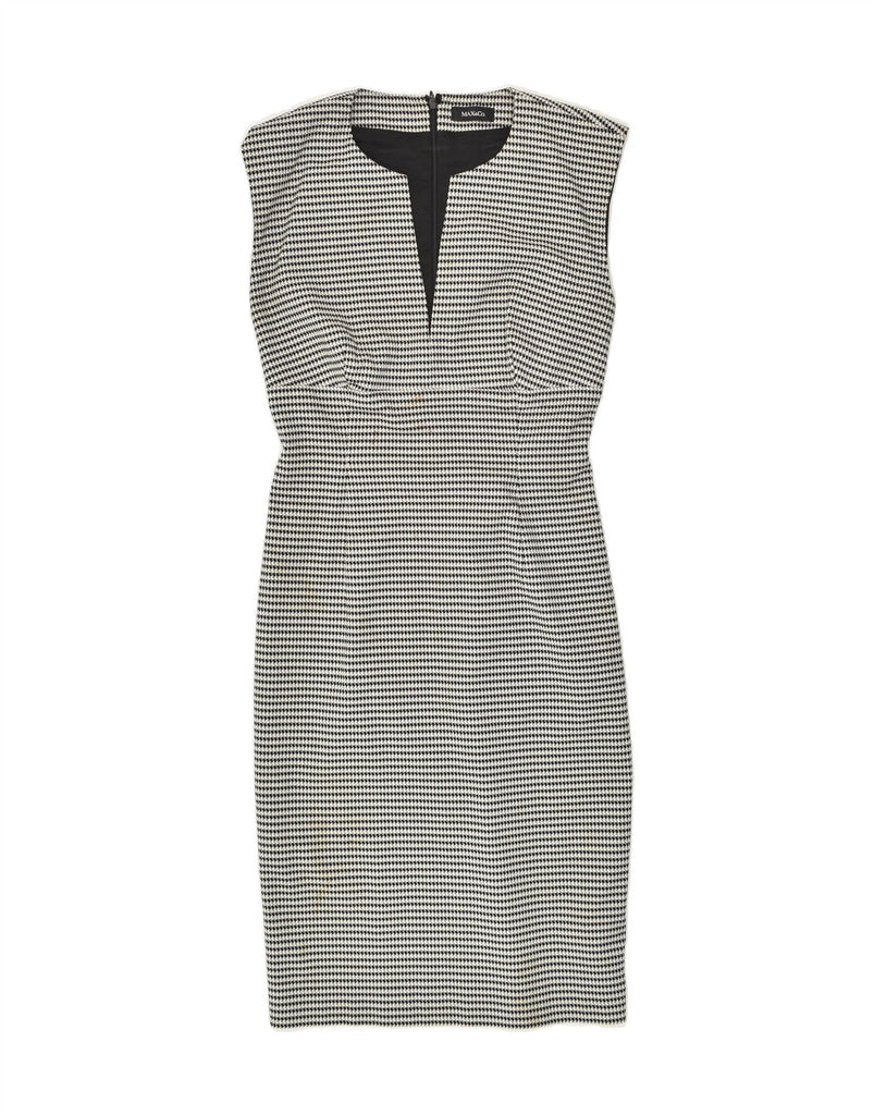 MAX & CO. Womens Sleeveless Bodycon Dress UK 10 Small Grey Striped Cotton | Vintage Max & Co. | Thrift | Second-Hand Max & Co. | Used Clothing | Messina Hembry 
