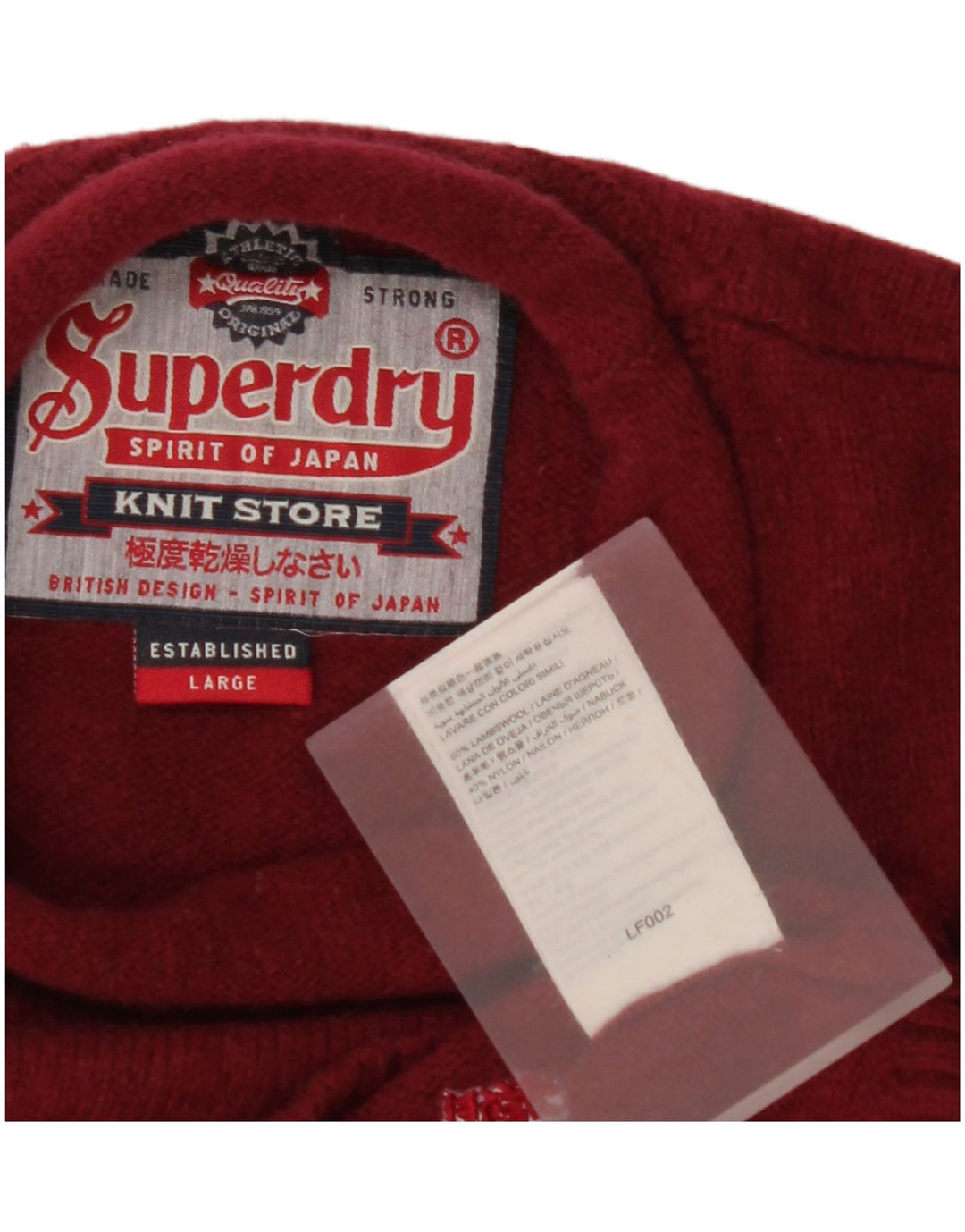 SUPERDRY Mens Roll Neck Jumper Sweater Large Burgundy Lambswool