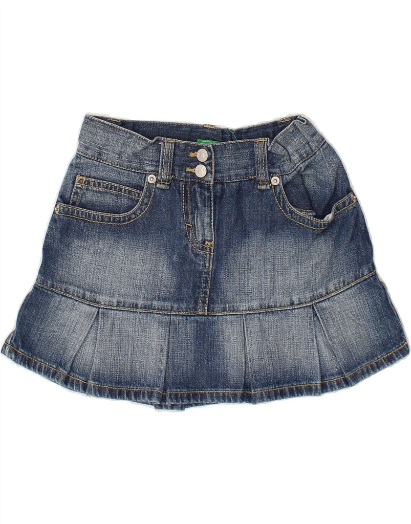 BENETTON Girls Denim Skirt 7-8 Years Medium W22 Blue Cotton | Vintage Benetton | Thrift | Second-Hand Benetton | Used Clothing | Messina Hembry 