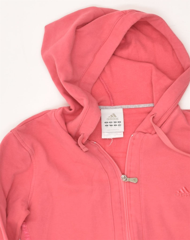 ADIDAS Womens Zip Hoodie Sweater UK 12 Medium Pink Cotton | Vintage Adidas | Thrift | Second-Hand Adidas | Used Clothing | Messina Hembry 