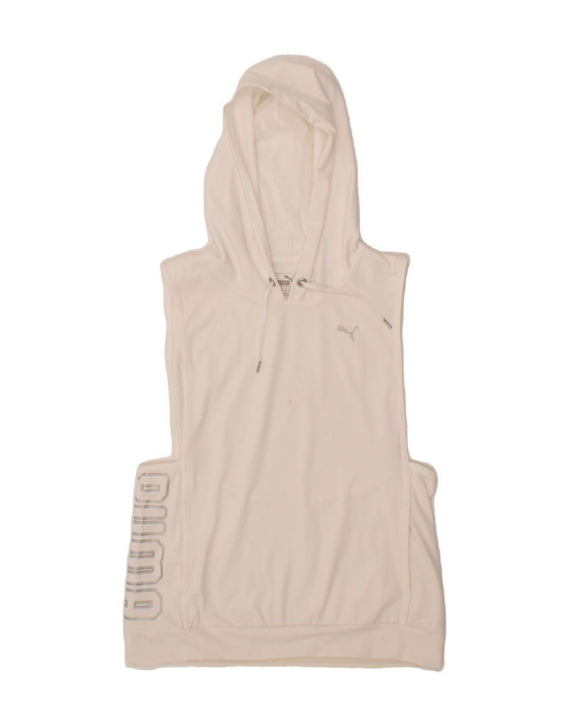 PUMA Womens Hooded Graphic Vest Top UK 10 Small White Polyester Vintage Puma and Second-Hand Puma from Messina Hembry 