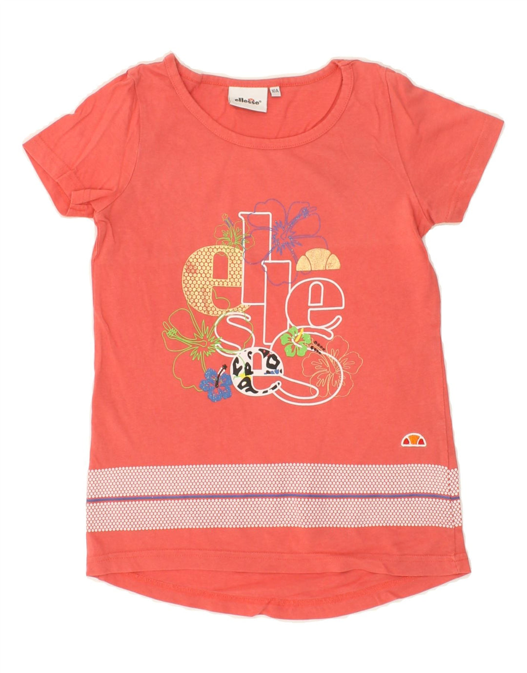 ELLESSE Girls Graphic T-Shirt Top 9-10 Years Red Vintage Ellesse and Second-Hand Ellesse from Messina Hembry 