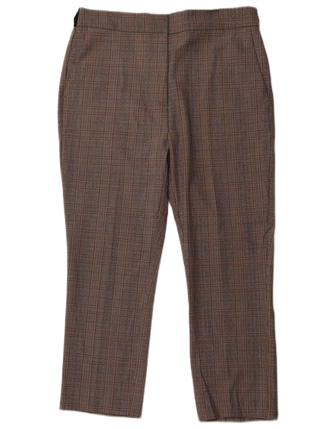 ZARA Womens Tapered Cropped Trousers XL W32 L24 Grey Houndstooth Polyester