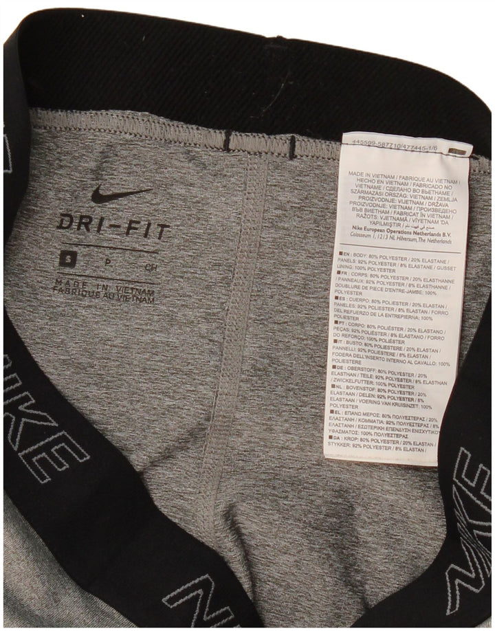 Nike Womens Dri Fit Leggings UK 8 Small  Grey Colourblock Polyester