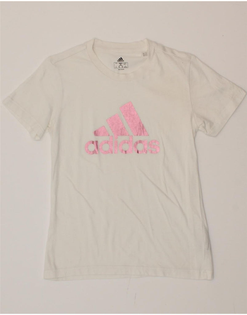 ADIDAS Womens Graphic T-Shirt Top UK 4/6 XS White Cotton Vintage Adidas and Second-Hand Adidas from Messina Hembry 
