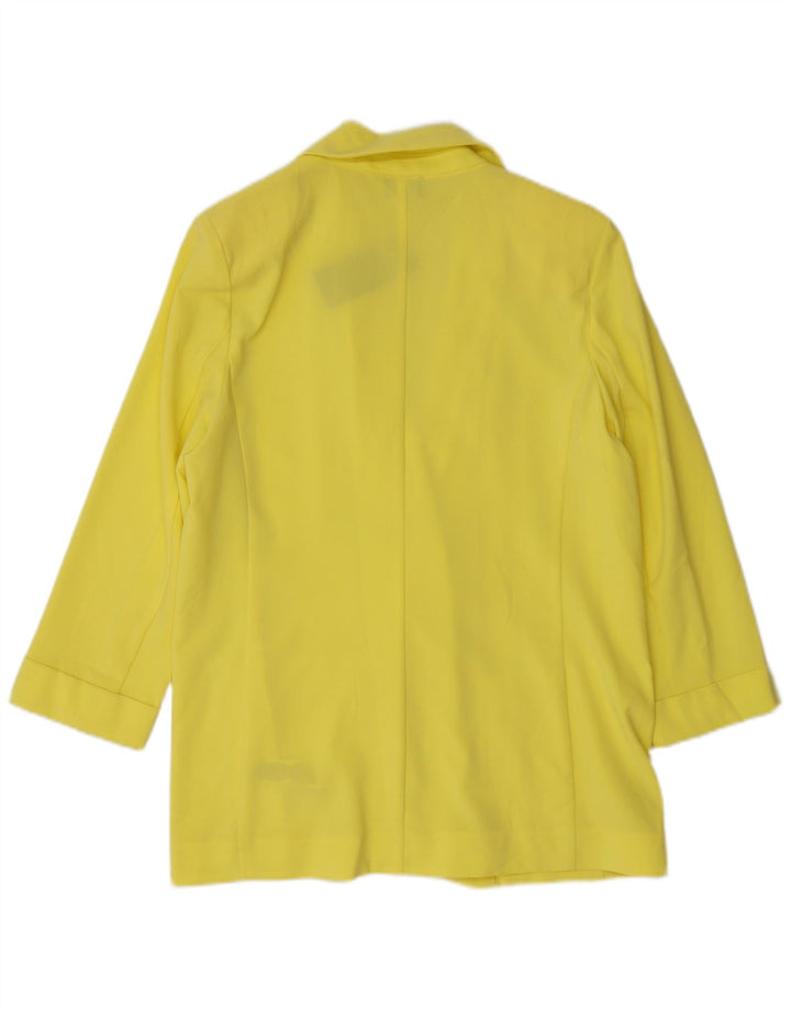 Marks & Spencer Womens 3/4 Sleeve Open Blazer Jacket UK 12 Medium Yellow