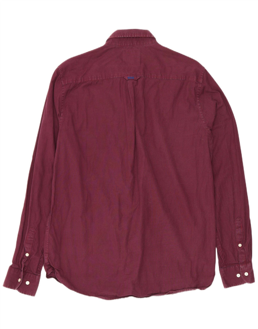 Superdry Mens Shirt Large Burgundy Houndstooth Cotton