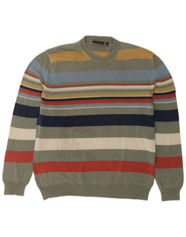 Navigare Mens Crew Neck Jumper Sweater XL Multicoloured Striped Cotton