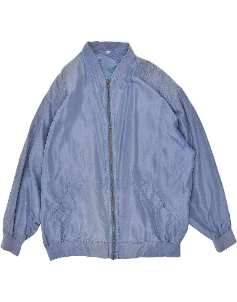 VINTAGE Mens Bomber Jacket UK 42 XL Blue Silk Vintage Vintage and Second-Hand Vintage from Messina Hembry 