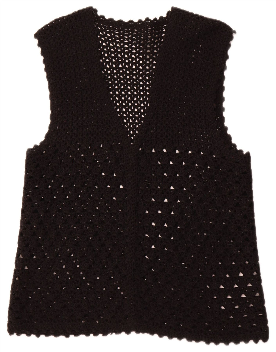 VINTAGE Womens Sleeveless Cardigan Sweater UK 16 Large Black