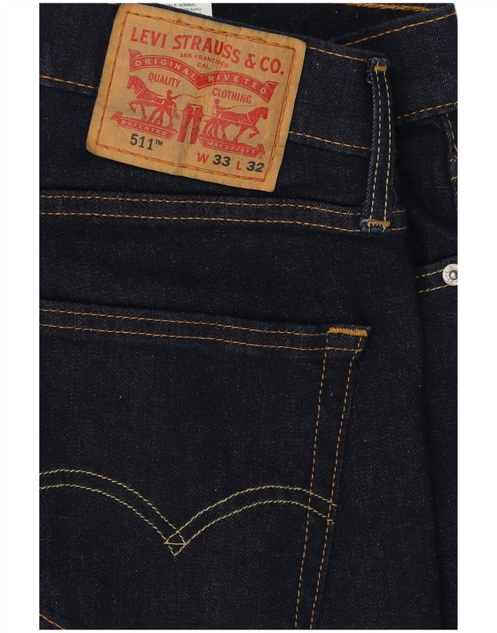 Levi's Mens 511 Slim Jeans W33 L32 Navy Blue Cotton