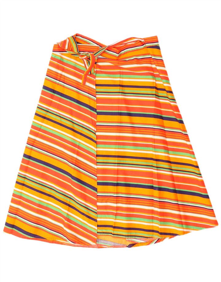 VINTAGE Womens Wrap Skirt W32 Large Multicoloured Striped Cotton